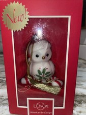 Vintage Lenox American by Design Happy Hoolidays Owl PorcelainChristmas Ornament picture
