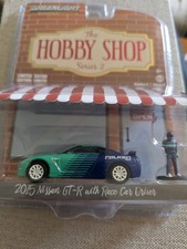 New Greenlight 2015 Nissan GT-R The Hobby Shop Series 2 1:64 Diecast with Figure picture