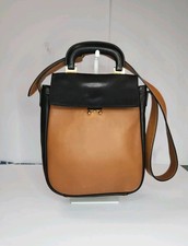 Marni Medium Soft Trunk Bag Black Brown Lamb Leather Colorblock Shoulder RARE picture