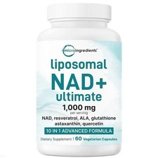 1pc Liposomal NAD+ Ultimate 1,000mg 60 Veggie Capsules 10-in-1 W/ Resveratrol- picture