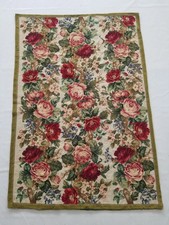 Vintage French Handwoven Floral Multicolor Wool Rug Carpet 5.8x3.9ft picture