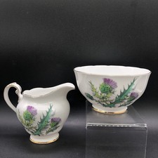 Vtg ROSLYN China QUEEN O'Th' HIGHLANDS Creamer & Open Sugar Bowl England Older picture