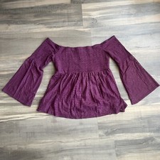 Torrid Women’s Babydoll Cinched Top Off Shoulder New Size 2 Plumb picture