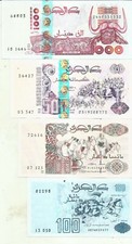 ALGERIA LOT SET 1000-500-200-100 DINARS  P 142-141-138-137. UNC. 7RW 25NOV picture