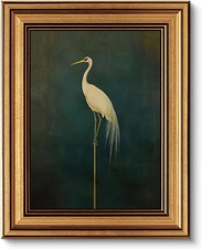 Vintage Gold Framed Vintage Bird Wall art Antique Flying Bird Oil Painting Ca... picture
