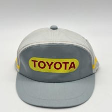 Vtg  80s Toyota Factory Employee Cap Rare Hat Japan Mechanic Retro Grey Yellow picture