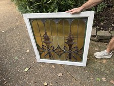 36 By 36 Stunning Handcraft stained glass panel - Slightly Cracked 1820 Salvage picture