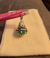 NEW Beautiful Retired James Avery Sterling Christmas Tree Glass Finial Charm  picture