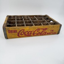 Vintage 1940’s-60's Coca-Cola Drink In Bottles Yellow and Red Wood Crate RARE picture