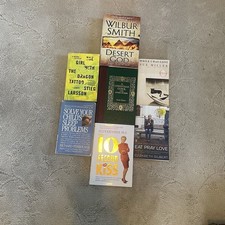 7 Book Lot Fiction & Nonfiction Larsson Dickens Smith Gilbert + Self Help Mix picture