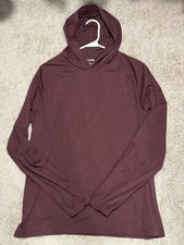 01. ALGO Men's Burgundy Knit Pullover Hoodie Long Sleeve Polyester Blend M picture