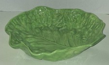 Vintage green ceramic cabbage ware leaf serving bowl picture