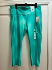 Xersion EverUltra Crop Leggings Womens XXL Aqua Green High Rise Pockets Athletic picture