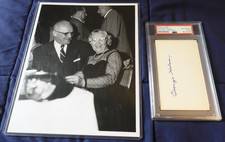 George Halas Chicago Bears Football Coach Autographed 3x5 Card PSA SLAB & Photo picture