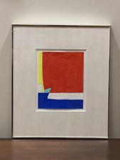 Original Abstract Gouache Painting by Rene Gaston Lagorre, 1975, 14.5” x 12.5” picture