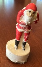 Vintage Miniature Chalkware Santa Claus With Sack Figure 2.75” picture