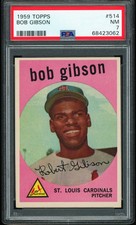 1959 Topps #514 Bob Gibson RC Rookie PSA 7 NM Nice Color New Label picture