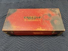 1929 Gilbert Erector set No. 7 1/2 w/manual, wood box, Many Parts picture