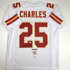 Autographed/Signed Jamaal Charles Kansas City White Football Jersey JSA COA picture