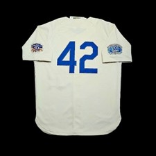 Jackie Robinson Brooklyn Los Angeles Dodgers 1955 Men's Cream Baseball Jersey picture