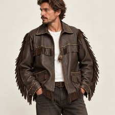 Vintage W.B. Place Deerskin Western Fringe Leather Jacket Talon 1950s Vintage picture