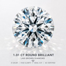 1.01 Ct Lab Grown Diamond Round D VVS2 Ideal IGI Certified HPHT Loose Diamond picture