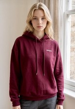 DAZY Women’s Maroon Fleece Hoodie Pullover w/Cream Drawstring & ‘Unique’ Logo M picture