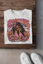 Pink Spooky Girl Halloween Shirt Retro Y2K Graphic Tee Women Cute Fall Tee picture