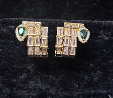 Luxury rare Gold Tone  snake  Green & Zirconia Stones stainless steel picture