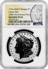 1776-2026-P Morgan Silver Dollar Reverse Proof Liberty Bell Privy NGC PF69 picture