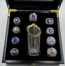 NEW LOS ANGELES DODGERS ALL 9 WORLD SERIES RING +TROPHY SET KERSHAW FREEMAN YAMA picture
