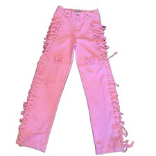IAMGIA Pink Holly Lace Up Straight Leg Jeans Womens S Barbiecore Fest Grunge picture