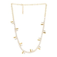 Fendi Metal Crystal Fendi First Necklace Gold picture