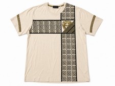 CASA MODA Couture Men’s Cream Black Gold Greek Key Graphic T-Shirt Size L picture