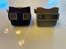 View-Master Lot of 2 Stereoscopic Viewers Black/Gray w/ Reels & Booklets picture