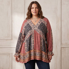 Weekend Suzanne Betro Tunic Top Whimsigoth Cottage Fairy Grunge Patchwork 3X picture