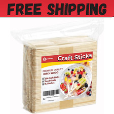 200 Pcs Natural Wooden Food Grade Sticks - Ice Cream Stick - Popsicle 4.5 inch picture