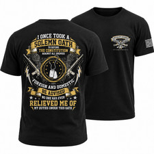 Veteran Solemn Oath Constitution T Shirt Patriotic Military Men's Tee S-5XL picture