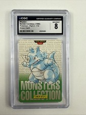 1996 Pokemon Vintage Bandai Carddass Part 2 #112 Green Card Rhydon 8 CGC Mint picture