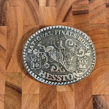 Vtg 1984 National Finals Rodeo Hesston NFR Cowboy Belt Buckle Sealed picture