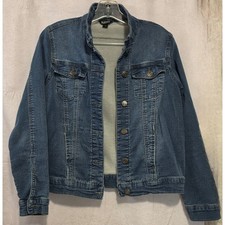 Buffalo David Bitton Womens Medium Wash Stretch Denim Jacket Size S Mock Neck picture