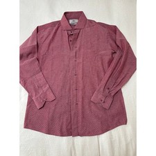 Luigi Borrelli Napoli Slim Fit Dress Shirt XL Pink Navy Micro Dot Italian Luxury picture