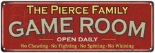 The Pierce Family Personalized Red Game Room Metal Sign 106180038415 picture