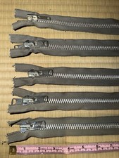 Vintage TALON Metal separating Zippers 5pc lot Gray Charcoal Heavy Duty Sewing picture