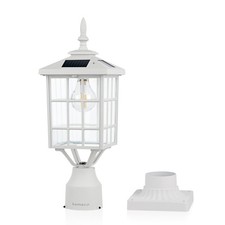 Kemeco ST4224Q-W Solar Post Light Outdoor Led Squared Frame Fixture with 3