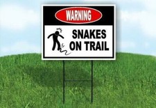 warning SNAKES ON TRAIL Yard Sign Road with Stand LAWN SIGN picture