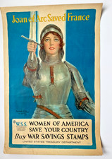 1918 WW1 Poster WSS Joan of Arc Saved France- Women of America Save Your Country picture