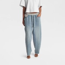 KBB by KAHLANA Women's Mid-Rise 'The Kee Denim Sweatpant' - Light Wash/Heather picture