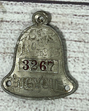 Rare Antique 1903 St Louis Missouri Bicycle License Tag Plate Bell Shaped Old picture