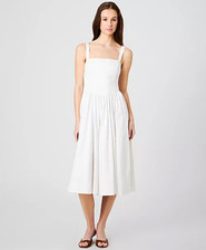 French Connection White Square Neck Sleeveless Midi Sundress w/ Pockets Size 6 picture
